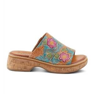 NEW L'ARTISTE women's aldina slide sandal in camel multi